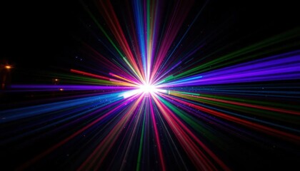 Exploding Rainbow Laser Beams in the Night Sky