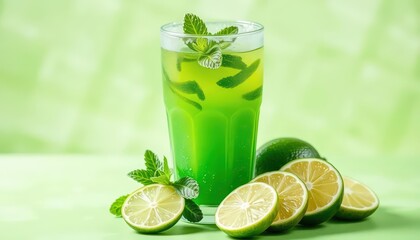 Fototapeta premium Refreshing Lime and Mint Summer Drink