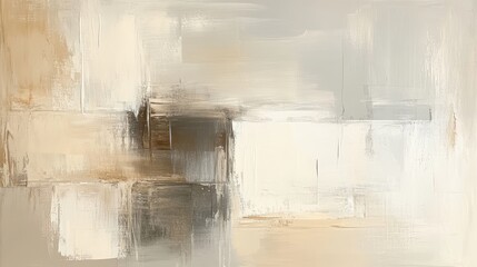 Abstract Beige Brown and Gray Acrylic Painting