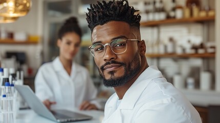 Skilled professionals collaborating in a modern laboratory setting during daytime