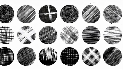 Rough, HandDrawn Grunge Textures Lines, Circles, Crosses, Smears, and Strokes on White Background A Collection of Artistic Scribbles for Graphic Designers