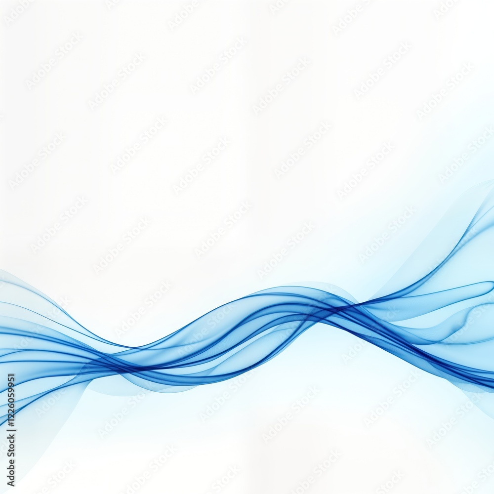 Fototapete abstract illustration shows dynamic blue waves against white background. smooth flowing curves creat