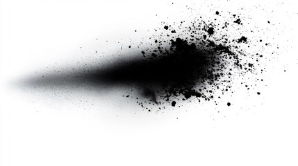 Abstract Black Ink Splashes on White Background: A Dynamic Composition