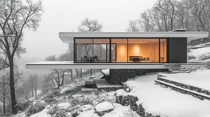 Modern Minimalist Home in a Winter Wonderland