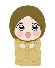 Animated Girl in Hijab: Expressive Cartoon Character