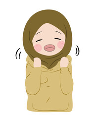 Animated Woman in Hijab Expressing Cold