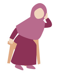 Woman in Hijab Leaning on Chair - Minimalist Illustration