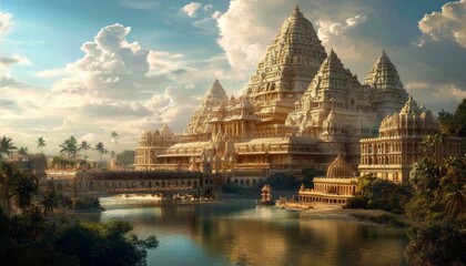 A vibrant illustration showcasing the splendor of an ancient South Indian empire.