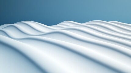 Smooth Curves of White Fabric Flowing Gracefully Against Blue Backdrop
