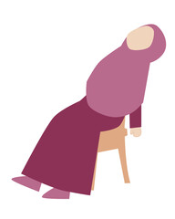 Minimalist Illustration of a Woman in Hijab Resting