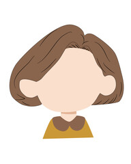 Faceless Woman with Brown Hair, Simple Illustration