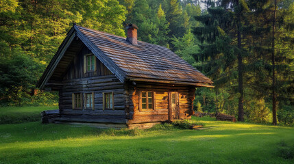 Obraz premium Timeless Craft: The Charm of a Wooden Sanctuary