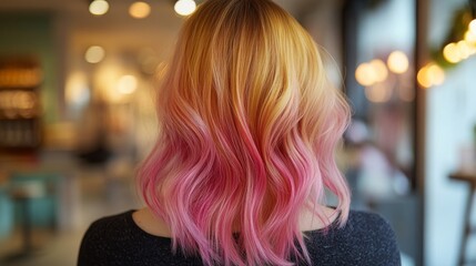 Fototapeta premium Blonde Hair with Pink Ombre Style