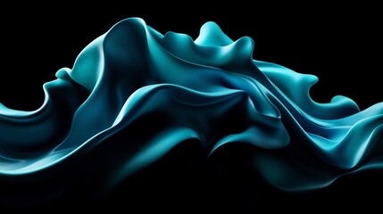 Fototapeta premium Abstract Teal Silk Waves: A Digital Art Piece