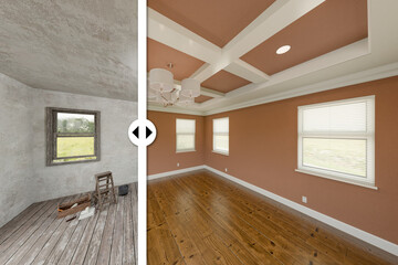 Before and After Slider Comparing The Unfinished Condition and the Completed Brown Painted and...