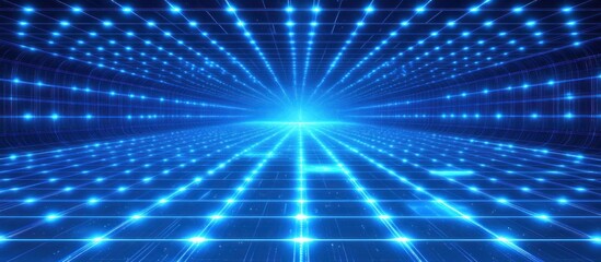 Obraz premium Abstract Digital Tunnel: A Glowing Blue Cyber Space