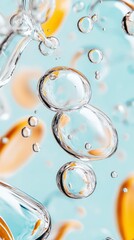 Floating Bubbles in Translucent Liquid An Abstract Image