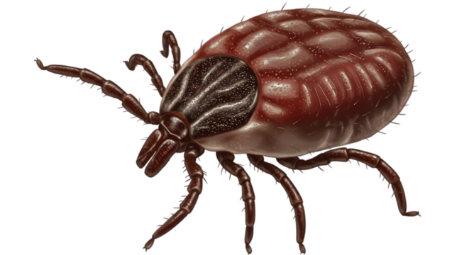 Castor bean tick  isolated on white ,png close-up,,PNG background.
