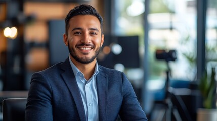 Obraz premium Happy young man smiling in a business suit