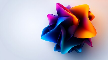 Fototapeta premium Abstract Colorful 3D Form: A vibrant explosion of blue, purple, and orange hues creating a dynamic, energetic, and visually captivating abstract artwork.