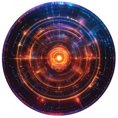 Obraz premium Abstract circular glowing futuristic technology interface.