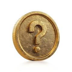 Volumetric gold coin with a question mark