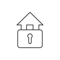 House and padlock. Home security icon design isolated on white background. Vector illustration