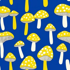 Funny Cute Fly agaric|Fly Mushrooms in Trendy Vibrant Colours. SEAMLESS patterns for sublimation project, wrapping paper, scrapbooking, POD, web|blog design. Primitive Art illustration in Vector Style