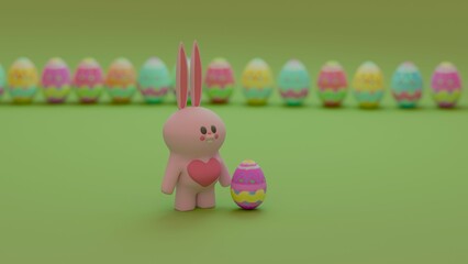 Easter figurine with vibrant designs and easter eggs