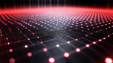 Abstract Red Grid Network Digital Technology