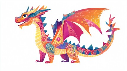 Whimsical Colorful Dragon Fantasy Illustration for Creative Designs and Projects