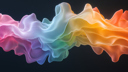 An Abstract fluid simulation with colorful waves representing scientific data