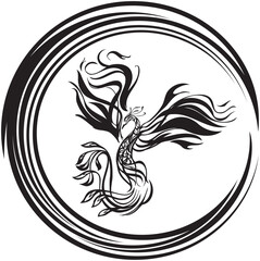 鳳凰の線画シンプルマーク