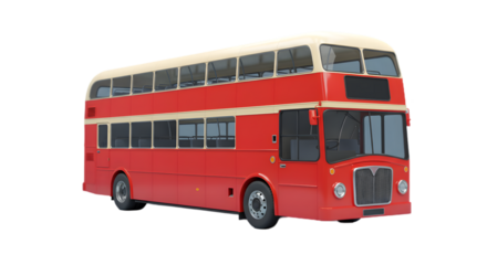 Red big tour bus isolated on a white background. 3D rendering