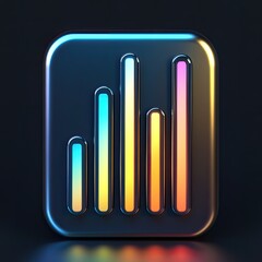 Fototapeta premium Colorful bar graph icon on dark background.