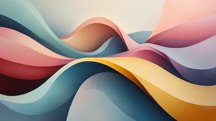 Obraz premium Abstract Wavelike Forms in Pastel Hues