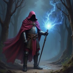 Armored Sorcerer Commanding Lightning Energy
