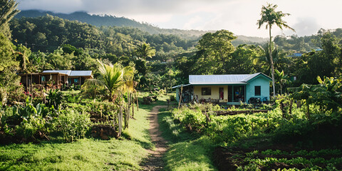 Fototapeta premium Food Forest with Community Involvement and Sustainable Agriculture