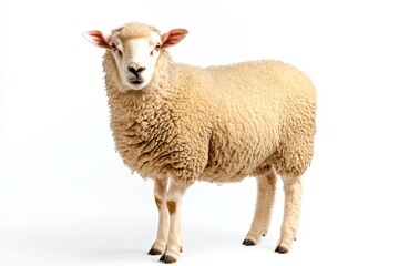 Fototapeta premium Fluffy sheep against a white background.