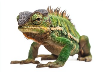 Obraz premium Vibrant green chameleon with unique features.
