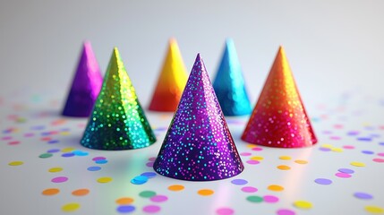 Glitter party hats confetti celebration studio