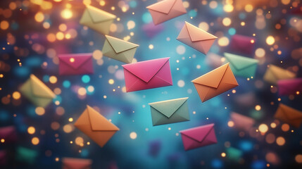 Dynamic Creativity Floating Envelopes in a Whimsical Glow