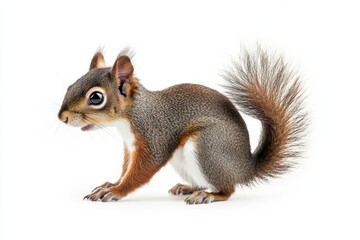 Fototapeta premium Adorable baby squirrel posing against a white background.