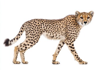 Graceful cheetah in motion, isolated.