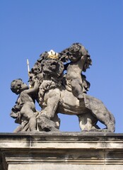 Prague - The statue of Lion from the Matthias gate of Castle by V. Vosmik  after baroque original by  I. F. Platzer