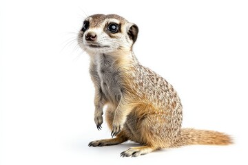 Alert Meerkat on White Background