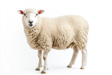 Obraz premium Fluffy sheep on white background