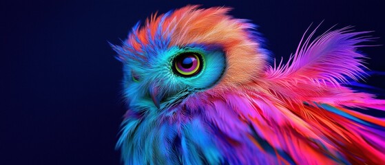 Obraz premium Vibrant owl with colorful feathers. AI.
