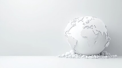 White globe on minimalist background; global connection concept; website banner