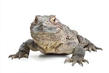Obraz premium Close-up of a lizard against white background.